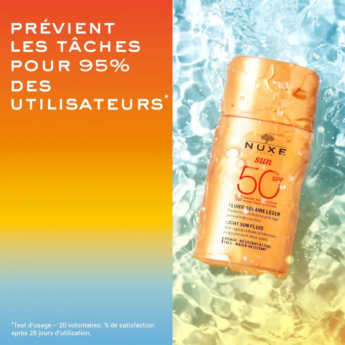 SUN - Fluide Solaire Léger SPF50 - Visage - Peaux Normales à Mixtes, 50ml