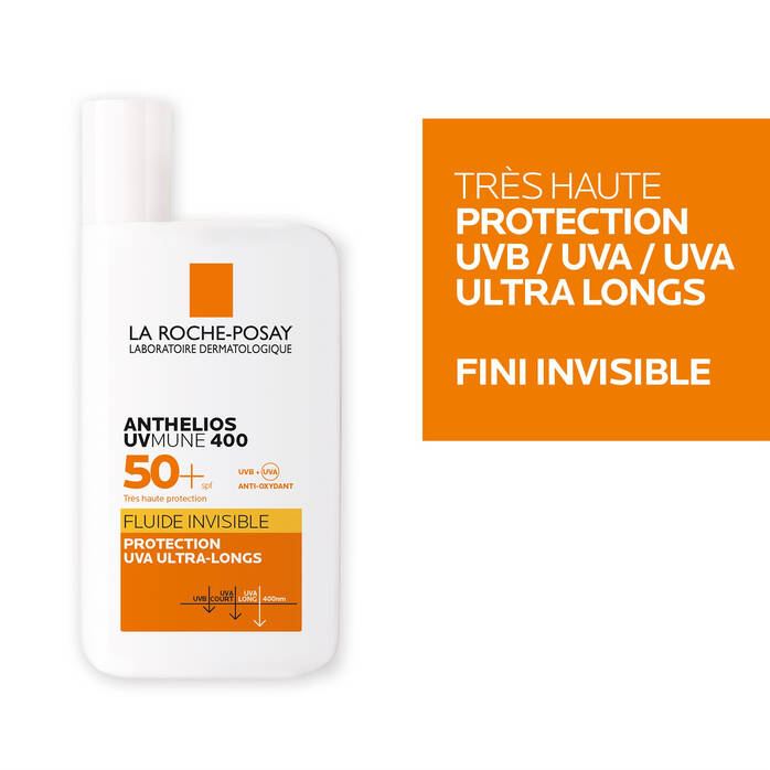ANTHELIOS UVMUNE 400 - SPF50+ Fluide Solaire Invisible Visage Avec Parfum, 50ml