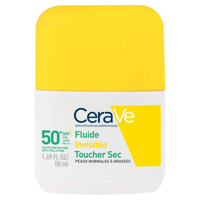 Fluide Solaire Invisible Toucher Sec SPF50+ - Visage et Cou - Peaux Normales à Grasses, 50ml